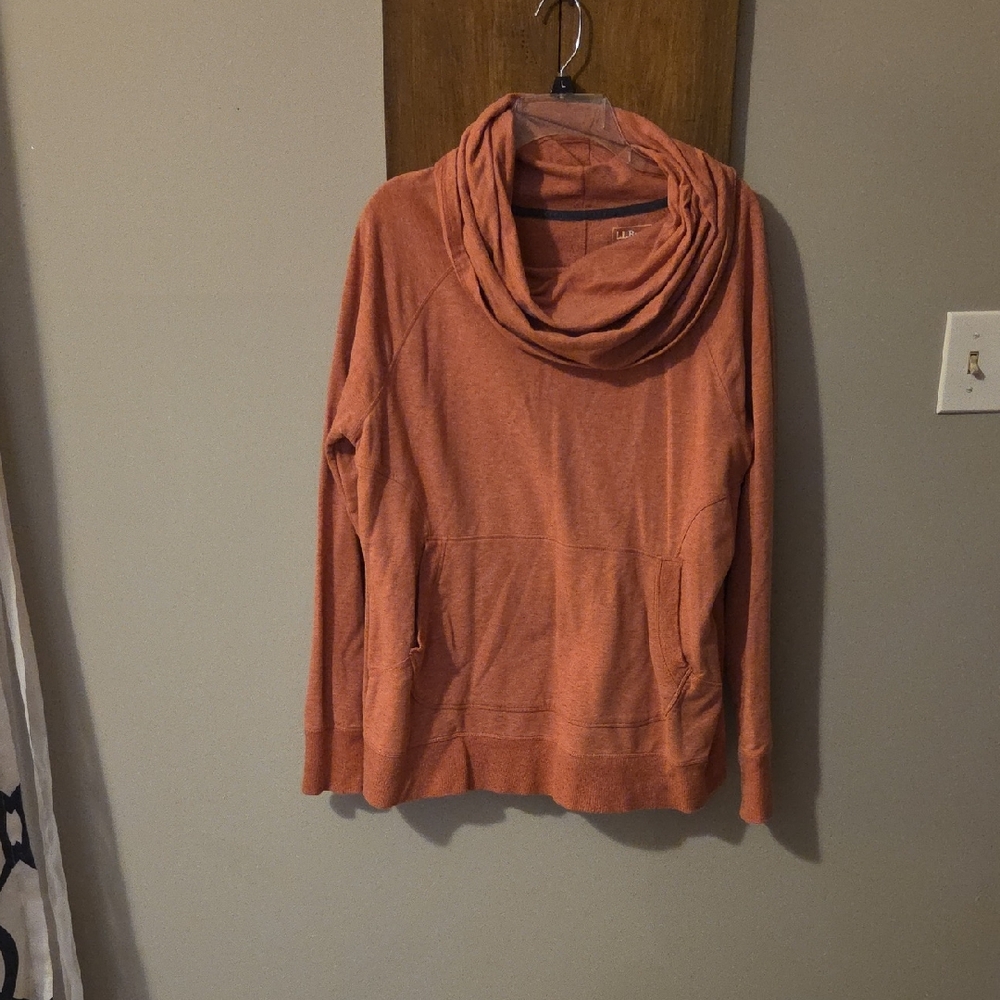 L.L. Bean Women's Warm Pink Cowl Neck Stetchy Sweatshirt